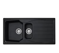 Liquida CMP15BL 1.5 Bowl Reversible Black Kitchen Sink and Waste Kit