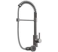 Liquida Ct593Bs Brushed Steel Spring Kitchen Mixer Tap With Pull-Out Spray Head