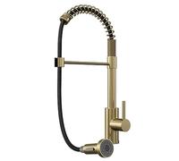 Liquida CT595BR Brushed Brass Spring Kitchen Mixer Tap with Pull Out Spray Head