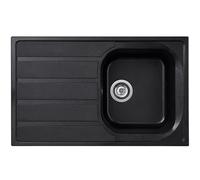 Liquida DK5BL 1.0 Bowl Composite Reversible Inset Black Kitchen Sink with Waste
