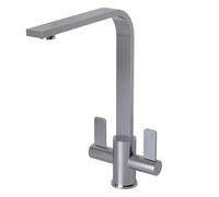 Liquida EB402CH Flat Style Modern Dual Lever Chrome Kitchen Mixer Tap