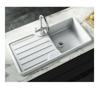 Liquida Elgs10Wh 1.0 Bowl White Comite Reversible Inset Gloss Kitchen Sink