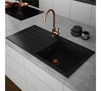 Liquida Ell10Bl 1.0 Bowl Comite Reversible Inset Black Kitchen Sink 1000 X 500mm