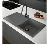 Liquida Ell10Gr 1.0 Bowl Comite Reversible Inset Grey Kitchen Sink 1000 X 500mm