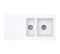Liquida EW15WH 1.5 Bowl Composite Reversible Inset White Kitchen Sink with Waste
