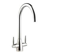 Liquida LT03CH Monobloc Swan Neck Twin Lever Chrome Kitchen Mixer Tap