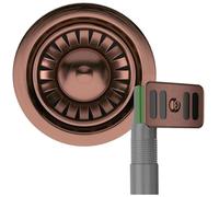 Liquida SWO2CP Satin Copper Kitchen Sink Basket Strainer Waste with Overflow