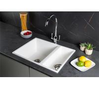 Liquida Und15Wh 1.5 Bowl White Kitchen Sink Undermount Or Inset Fitting