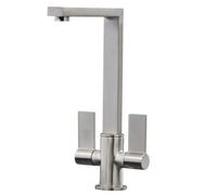 Liquida W17Bn Brushed Nickel Twin Lever 360 Degree Swivel Spout Kitchen Tap