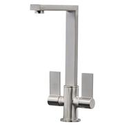 Liquida W17BN Twin Lever 360 Degree Swivel Spout Brushed Nickel Kitchen Tap