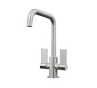 Liquida W18Bn Brushed Nickel Twin Lever D Shape 360 Degree Kitchen Tap