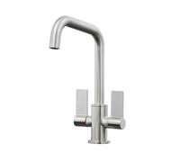 Liquida W18BN Twin Lever D Shape 360 Degree Brushed Nickel Kitchen Tap