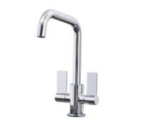 Liquida W18CH Twin Lever D Shape 360 Swivel Spout Chrome Kitchen Mixer Tap