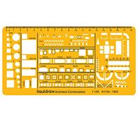 Liquidraw 1:100 Architectural Scale Ruler | House Interior Floor Plan Template | Technical Architect Drafting Tool | Contains Furniture & Fixtures Symbols for Kitchen, Sofa, Table & More | 1.5mm Thick