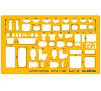 Liquidraw 1:50 Architectural Scale Ruler | House Interior Floor Plan Template | Technical Architect Drafting Tool | Contains Furniture & Fixtures Symbols for Bathroom, Bathtubs & More | 1.5mm Thick