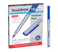 Liquidraw 10 Blue Fineliner Pens Set Fine Point Pens 0.5mm Fineliners Blue Coloured Pens For Artists, Architects, Technical Drawing, Handwriting, Calligraphy, Sketching, & Illustrations