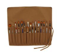 Liquidraw 30 Pocket Canvas Paint Brush Holder - Brown | Roll Up Brush Storage Pouch | Ideal Case for Paintbrush & Art Tool Storage | Easy to Carry | 53 x 45 cm | Also Great for Storing Makeup Brushes