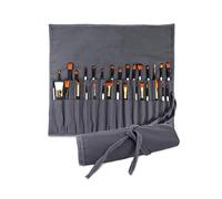 Liquidraw 30 Pocket Canvas Paint Brush Holder - Grey | Roll Up Brush Storage Pouch | Ideal Case for Paintbrush & Art Tool Storage | Easy to Carry | 53 x 45 cm | Also Great for Storing Makeup Brushes