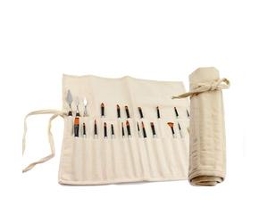 Liquidraw 30 Pocket Canvas Paint Brush Holder -Natural | Roll Up Brush Storage Pouch | Ideal Case for Paintbrush & Art Tool Storage | Easy to Carry | 53 x 45 cm | Also Great for Storing Makeup Brushes