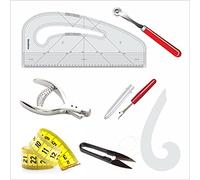 Liquidraw 7 Piece Sewing & Dressmaking Set | Pattern Maker Ruler, Pattern Notcher, Tracing Wheel, Thread Cutter, Seam Ripper, Measuring Tape & Armhole Curve | Professional, Beginner & Hobby Use