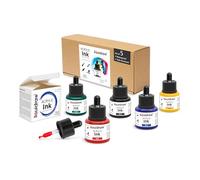 Liquidraw Acrylic Drawing Ink - 5 Assorted Colours | 35 ml Bottles with Ink Dropper | Suitable for Painting, Art Drawing & Design | Great for Professionals, Artists, Students & Hobbyists | Arty Gift