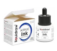Liquidraw Acrylic Ink - White | 1.18 fl oz / 35 ml Bottle with Dropper | for Painting, Art & Drawing on Canvas, Fabric, Wood & Board | for Professional Artists, Students & Hobbyists | Craft Gift