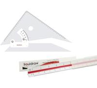 Liquidraw Adjustable Set Square 35cm & Triangular Scale Ruler 30cm Set of 2 for Architecture, Drawing, Carpentry