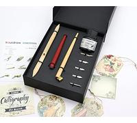Liquidraw Arabic Calligraphy Set for Left Hand | Dip Pen, Bamboo Pen, Wooden & Oblique Holders, 5 Nibs & 35 ml Black Ink | Writing Kit for Artists, Beginners, Adults & Kids