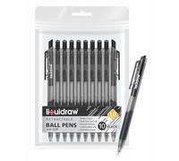 Liquidraw Black Ballpoint Pens - 10 Set | Retractable Click Ball Pens | Medium 1.0 mm Ball Point | Comfortable Grip Supports Smooth Writing | Ideal for Adults & Kids For Home, School & Office Use