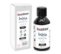 Liquidraw Black Drawing India Ink | Must-Have Artist Supply | Non-Toxic, Waterproof, Lightfast & Permanent | Suitable for Pens & Brushes | Use On Paper Board, Canvas, Fabric & Wood (100ml, Black)