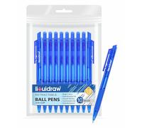 Liquidraw Blue Ballpoint Pens - 10 Set | Retractable Click Ball Pens | Medium 1.0mm Ball Point | Comfortable Grip Supports Smooth Writing | Ideal for Adults & Kids For Home, School & Office Use