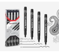 Liquidraw Drawing Pens - Set Of 4 Sizes | Fineliner Black Pens - Waterproof | For Artists, Architects, Technical Drawing | Ideal for Writing, Calligraphy, Sketching & Illustrations
