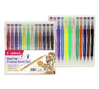 Liquidraw Dual Tip Brush Pens Fineliner Colouring Set Fineliners Coloured Watercolour Markers In Case For Adult Colouring Books, Sketching, Painting, Calligraphy, Drawing & Lettering (12)