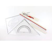 Liquidraw Geometry Set - 3 Piece | 45° & 60° Set Squares, 30 cm Triangular Scale Ruler | Professional Tool | Architects, Engineers, Draughtsmen & Students | Clear Durable Plastic | Measuring & Drawing