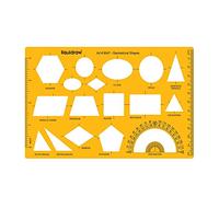 Liquidraw Geometry Shapes Template Stencil | Circle Oval Triangle Square Hexagon & Rectangle | Transparent Plastic with Built-in Protractor | for Technical Drafting, Architecture & Jewellery Design