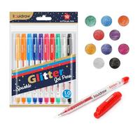 Liquidraw Glitter Gel Pens Sparkly Set Of 10 Sparkling Sparkle Gel Pens For Adults, Kids, Crafts, Card Making, Adult Colouring, Writing, Scrapbooking, Black Paper, Metallic Coloured Gel Pen Set