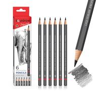 Liquidraw Graphite Drawing Pencils - Set of 6 | Graded Artist Sketching Pencils in Storage Box | 3 Hard & 3 Soft Grades | Fits Standard Sharpeners | For Shading, Technical Drawing, Illustration & Art