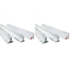 Liquidraw Imperial Triangular Scale Ruler - 12 Inch | Plastic Architect Scale | Colour Coded Red, White & Yellow Sides | Precision Drawing & Measuring Tool for Architects, Engineers & Designers