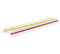 Liquidraw Metric Triangular Scale Ruler - 30 cm | White Plastic | For Architects, Builders, Designers | 12 Scales from 1: 10 to 1: 1250 | Precision Divisions & Colour Coded Red, White & Yellow Sides