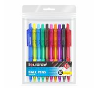 Liquidraw Multicolour Ballpoint Pens - 10 Set | Retractable Click Ball Pens | Medium 1.0mm Ball Point | Comfortable Grip Supports Smooth Writing | Ideal for Adults & Kids For Home, School & Office Use