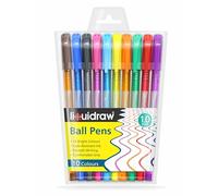 Liquidraw Multicolour Ballpoint Pens - 10 Set | Thick Lid Ball Pens | Medium 1.0 mm Ball Point | Comfortable Grip Supports Smooth Writing | Ideal for Adults & Kids For Home, School & Office Use