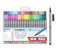 Liquidraw Multicolour Fineliner Pens - 48 Set | Fine Point 0.4 mm Tip | Storage Wallet | Coloured Pens For Artists, Handwriting, Drawing, Calligraphy, Sketching | Ergonomic Design | Fade Resistant Ink