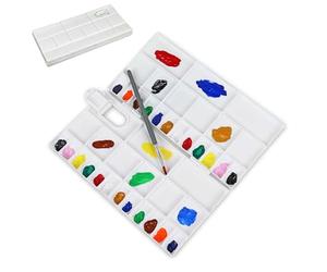 Liquidraw Plastic Paint Palette - 41 Well | Large Folding Mixing & Painting Palette | Thumb Hole for Holding | Suitable for Acrylic, Oil & Watercolour | For Professional Artists, Students & Kids