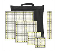 Liquidraw Quilting Ruler Set of 5 | Includes 12.5" x 12.5", 9.5" x 9.5" | 6" x 6", 4.5" x 4.5", 2" x 12.5" & Carry Bag | Clear Acrylic | Square Cutting, Quilting & Sewing Must-Have | Easy to Read