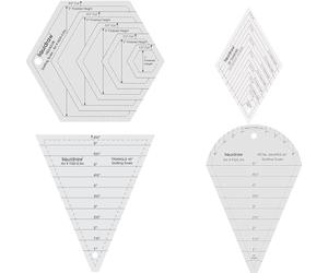 Liquidraw Quilting Templates & Rulers - Set of 4 | From 4.5" to 6.5" Sizes | Acrylic Stencils & Sewing Ruler Set For Patchwork & Quilting | Includes Hexagon, Triangle, Petal & Diamond Shapes