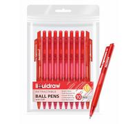 Liquidraw Red Ballpoint Pens - 10 Set | Retractable Click Ball Pens | Medium 1.0mm Ball Point | Comfortable Grip Supports Smooth Writing | Ideal for Adults & Kids For Home, School & Office Use