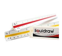 Liquidraw Triangular Scale Ruler - 30 cm | Colour-Coded Plastic Metric Tool | Features Scales from 1:10 to 1:500 | Suitable for Architects & Engineers | Precise Divisions | Includes Storage Case