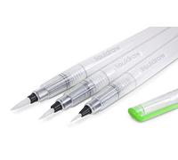Liquidraw Watercolour Brush Pens x 3 | Refillable Long Tank Ink & Water Brush Pens | Includes Small Medium & Large | Ideal For Artists, Painting, Calligraphy & Lettering | Lightweight & Portable