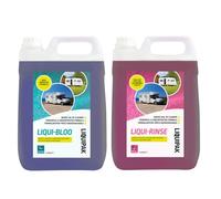 Liquipak Caravan Toilet Fluid & Rinse Chemical, Blue 5L & Pink 5L - For Caravan, Camper, Motorhome, Boat - Liqui-Bloo & Rinse, Concentrated, Formaldehyde Free 2x5L