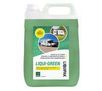 Liquipak Liqui-Green 5L, Caravan Toilet Chemical, NEW IMPROVED FORMULA - Top & Bottom 2-in-1 Cleaner & Rinse Fluid, Concentrated, Formaldehyde-Free for Caravans, Motorhomes, Boats